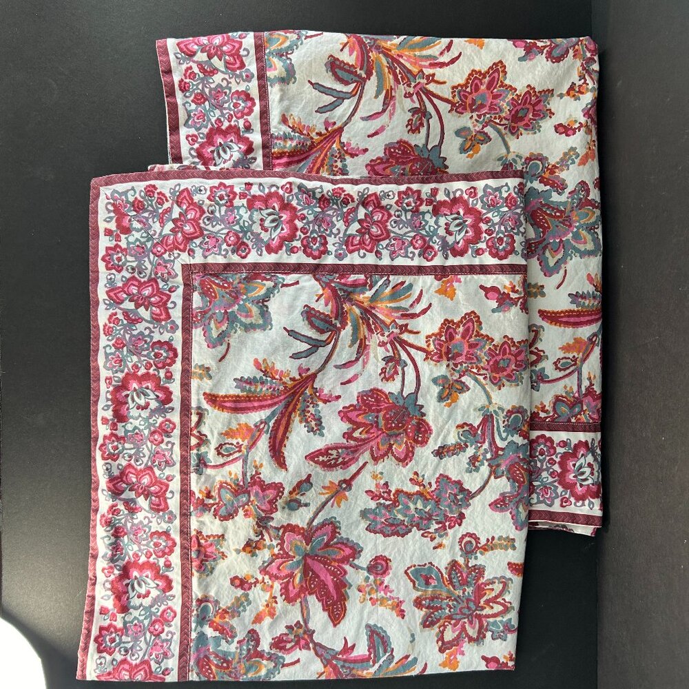 2 Standard Pillow Sham Boho bright floral chintz red orange blue Grandin Road